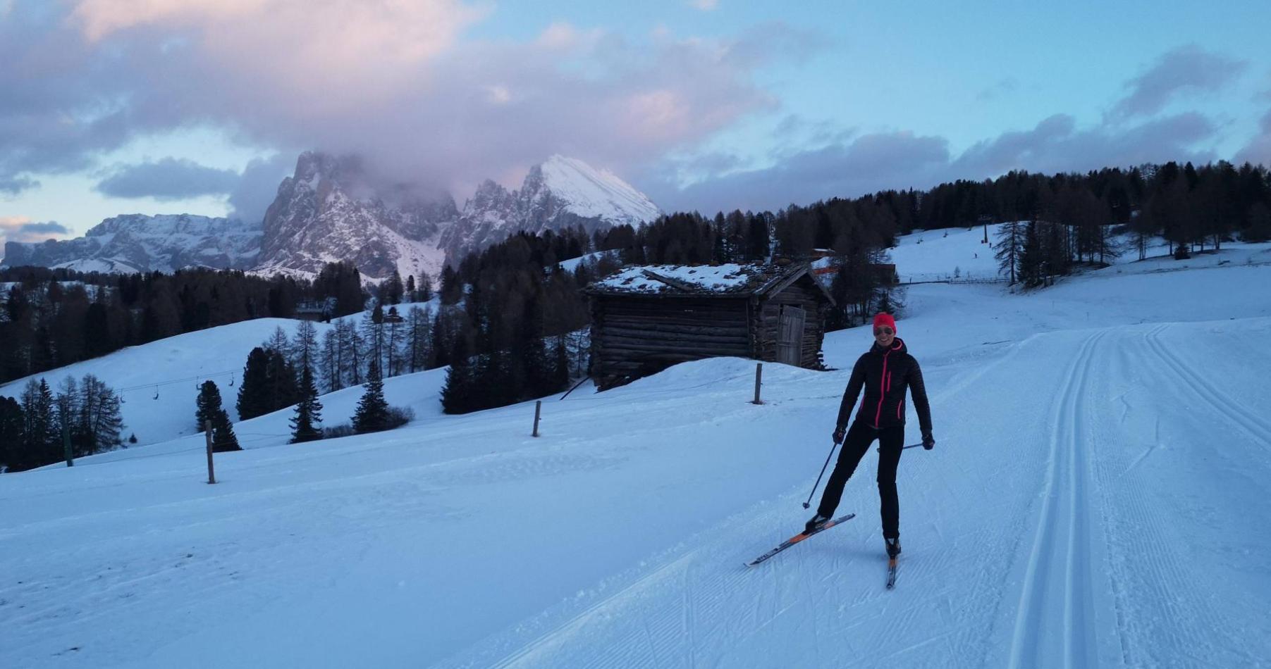 Cross-country skiing on the Alpe di Siusi