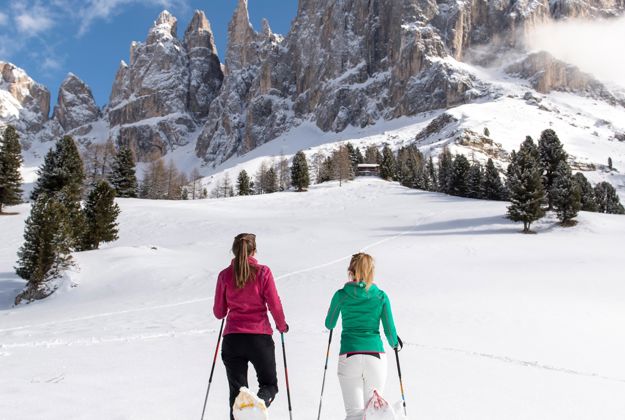 Snowshoe hiking on the Seiser Alm