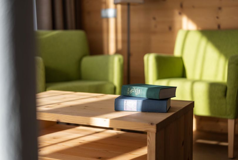 Una zona giorno con due poltrone