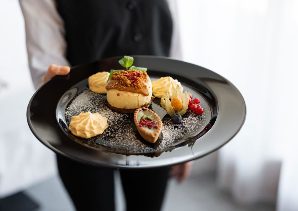 Ein Dessert in unserem Restaurant auf der Seiser Alm